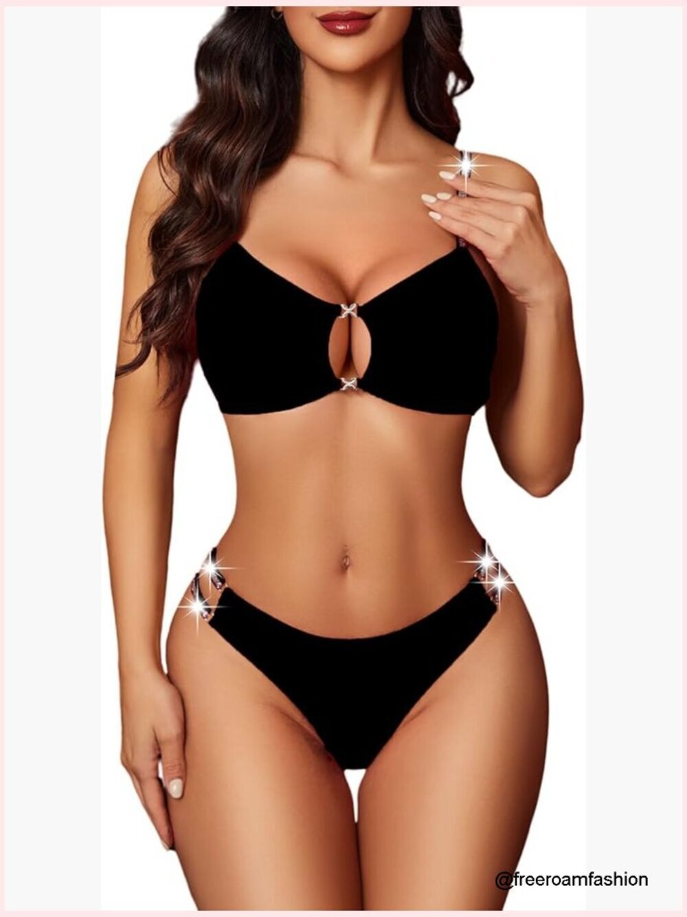 Cut Out Strappy Lingerie Set 2 Piece Bra Panty Set Women's Intimates